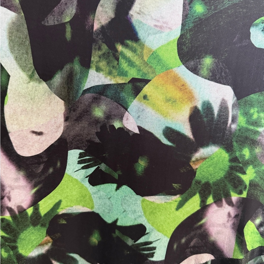 Topshop Abstract Print Long Sleeve Mesh Green and Black Maxi Dress Whimsigoth - Picture 5 of 6